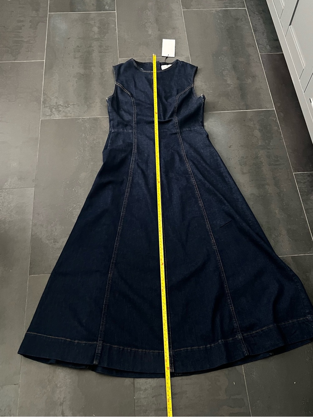 ZARA Dark Denim Sleeveless Midi Dress, Size L. - Picture 11 of 12